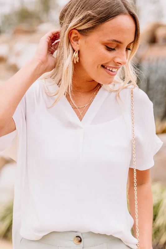 Picture Me Here Off White Blouse Chic Wrap Blouse
