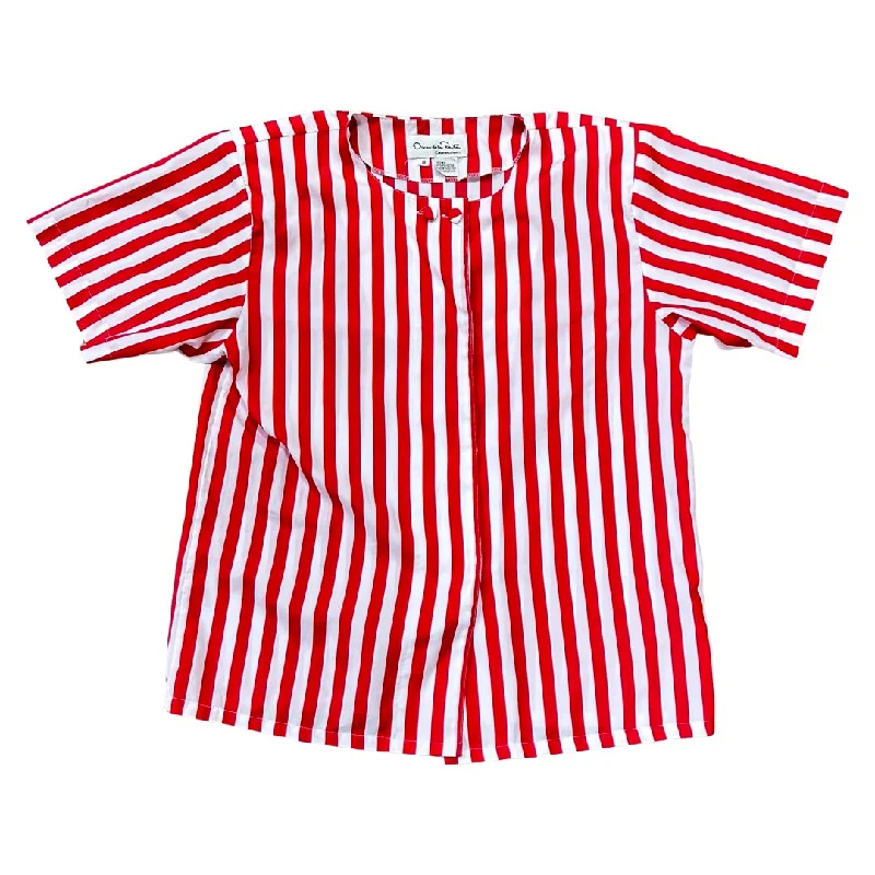 Vintage Oscar de la Renta Carnival Stripe Blouse (L) Embroidered Floral Blouse