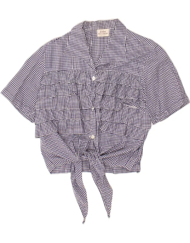 SISLEY Womens Elegance Ruffle Front Shirt Blouse UK 14 Large Navy Blue Romantic Lace Blouse SISLEY Womens Elegance Ruffle Front Shirt Blouse UK 14 Large Navy Blue Romantic Lace Blouse