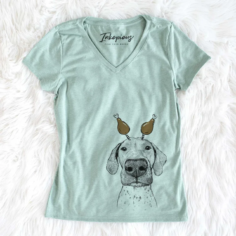 Thanksgiving Leroy the German Shorthaired Pointer - Women's V-neck Shirt-- Fashionable Trendy Casual Thanksgiving Leroy the German Shorthaired Pointer - Women's V-neck Shirt-- Fashionable Trendy Casual