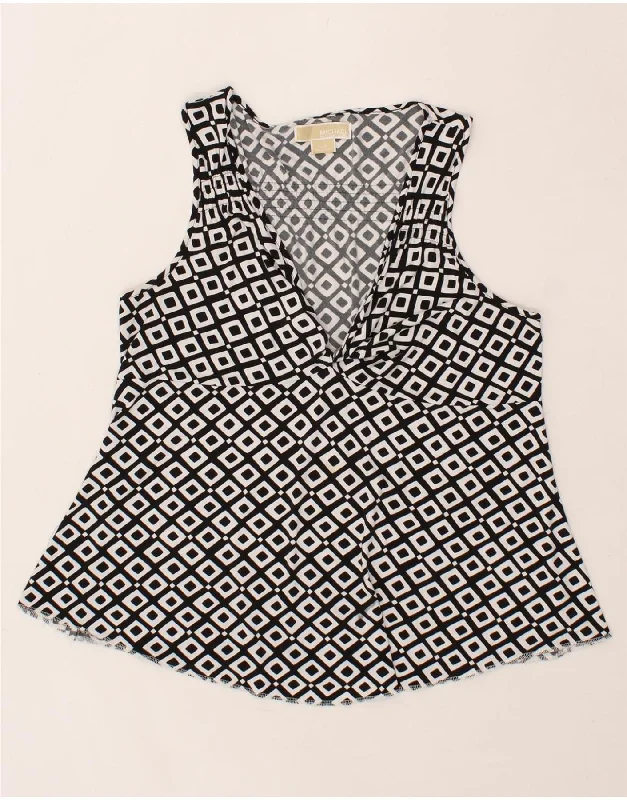 MICHAEL KORS Womens Sleeveless Blouse Top UK 18 XL Black Argyle/Diamond Slim Fit Blouse MICHAEL KORS Womens Sleeveless Blouse Top UK 18 XL Black Argyle/Diamond Slim Fit Blouse