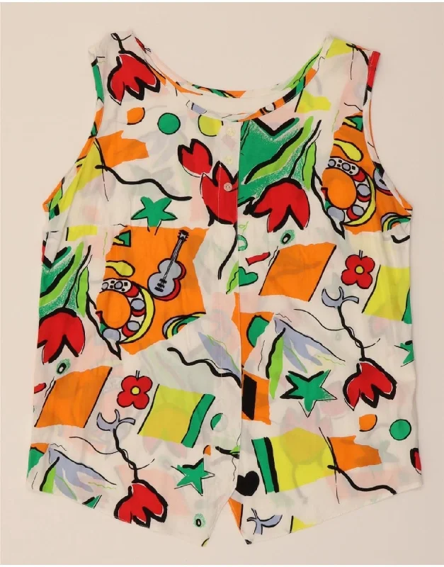VINTAGE Womens Abstract Pattern Blouse Top IT 42 Medium Multicoloured Feminine Puff Blouse VINTAGE Womens Abstract Pattern Blouse Top IT 42 Medium Multicoloured Feminine Puff Blouse