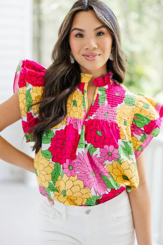 Live Out Loud Pink Floral Blouse Polished Work Blouse