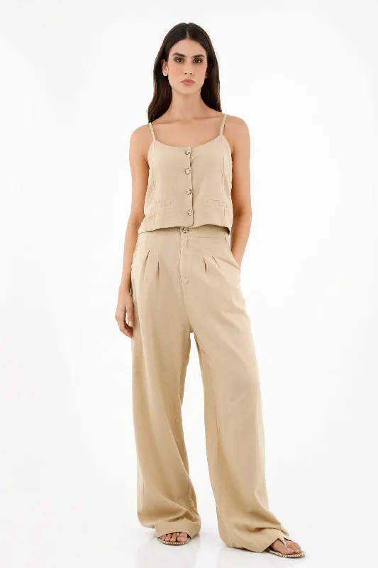 Women's Crude Strap Shirt-- Ribbed Striped Patterned