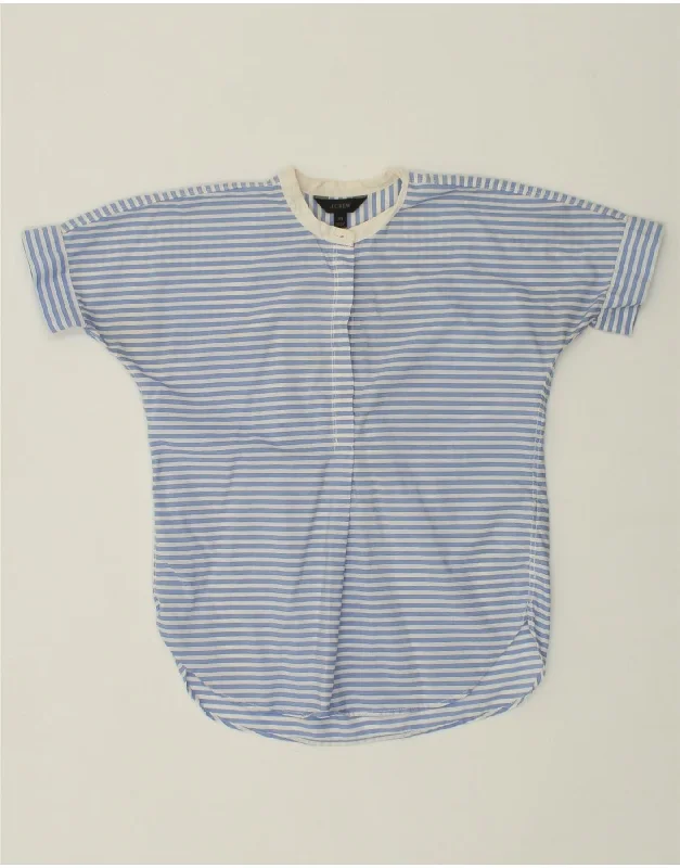 J. CREW Womens Blouse Top UK 2 2XS Blue Striped Balloon Sleeve Blouse