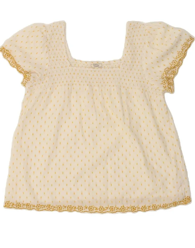 FAT FACE Womens Blouse Top UK 14 Medium White Flecked Cotton Soft Satin Blouse
