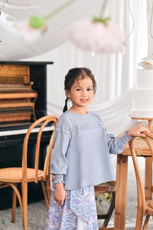 The Mimpian Doll Blouse - Light Pigeon Blue Airy Cotton Blouse