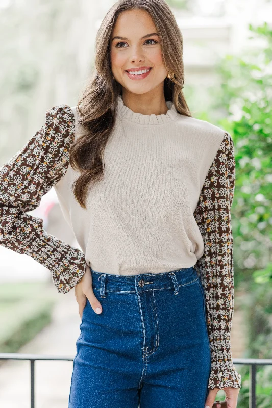 Feeling So Happy Cream Embroidered Blouse Embellished Collar Blouse