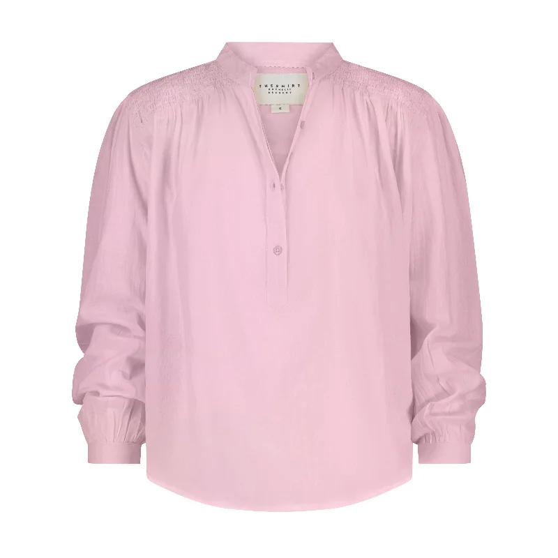 The Tieghan Shirt LS in Fondant Pink-- V-Neck T-Shirt Long Sleeve Cotton
