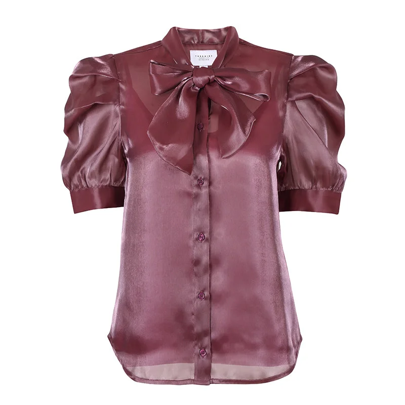 French Bow Shirt-- Print Jacquard Patchwork