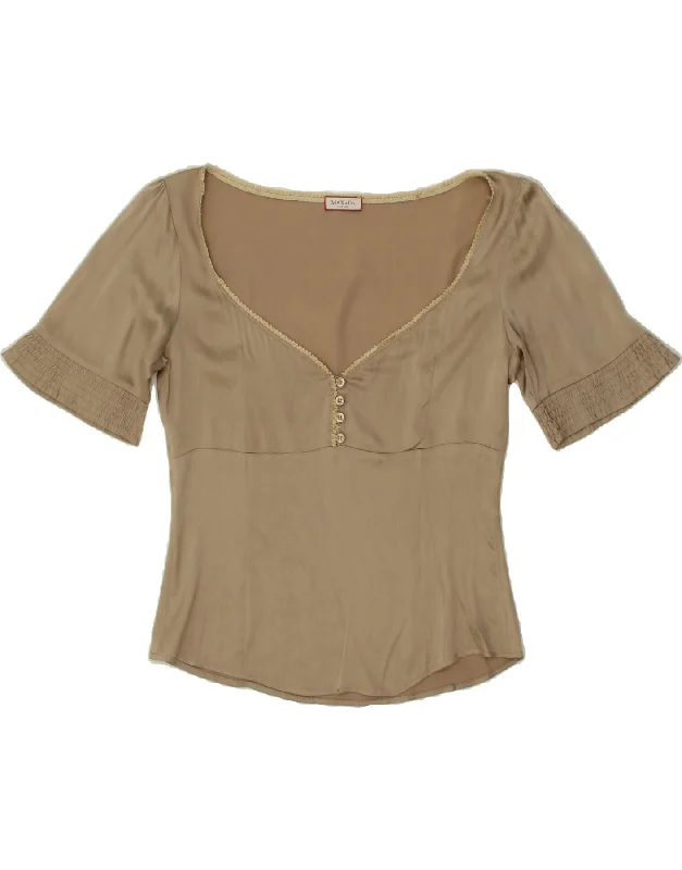 MAX & CO. Womens Blouse Top UK 12 Medium Grey Silk Feminine Satin Blouse