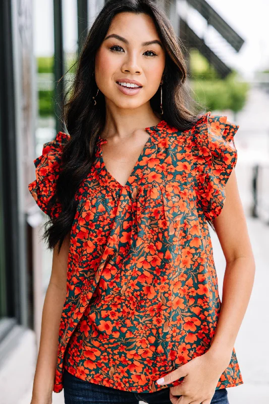 Right Place Right Time Hunter Green Floral Blouse Classic Striped Blouse