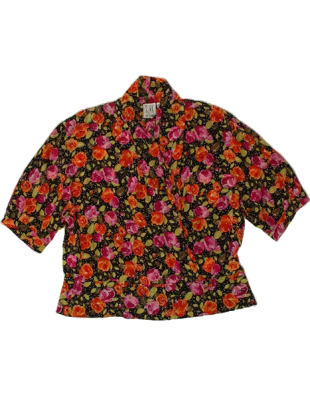 LA CORDEE Womens Shirt Blouse UK 16 Large Multicoloured Floral Relaxed Fit Blouse