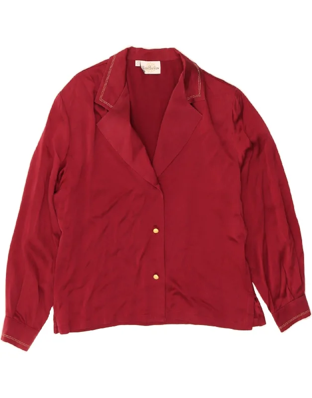 VINTAGE Womens Shirt Blouse UK 14 Large Red Flowy Bohemian Blouse
