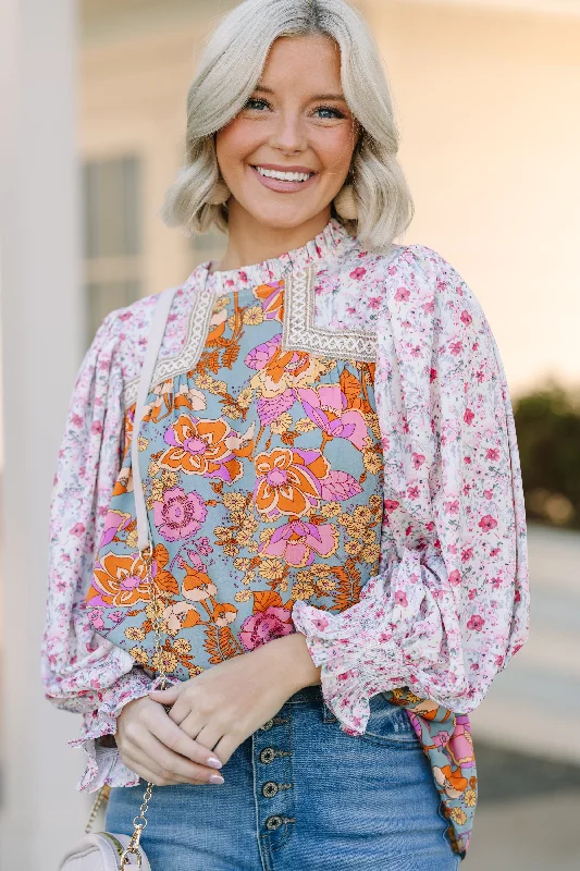 Let's Be Clear Dusty Sage Floral Blouse Drape Neck Blouse