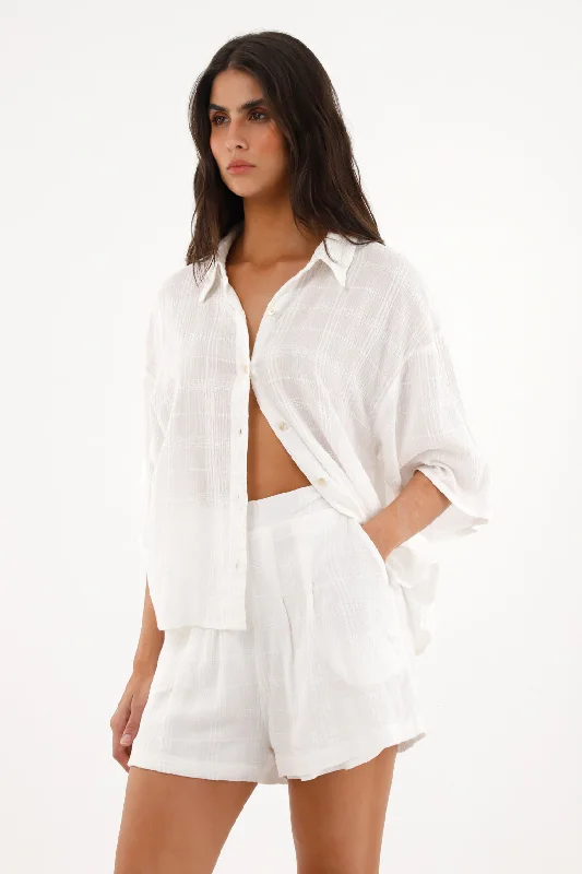 Women's oversized cream shirt-- Seamless Knitted Crochet
