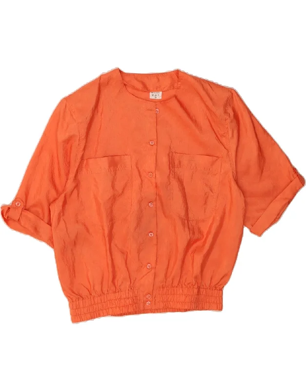 VINTAGE Womens Short Sleeve Shirt Blouse EU 40 Medium Orange Cotton Textured Cotton Blouse VINTAGE Womens Short Sleeve Shirt Blouse EU 40 Medium Orange Cotton Textured Cotton Blouse