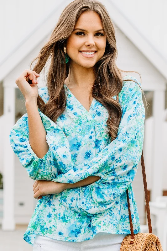 This Is For You Royal Blue Ditsy Floral Blouse Floral Chiffon Blouse