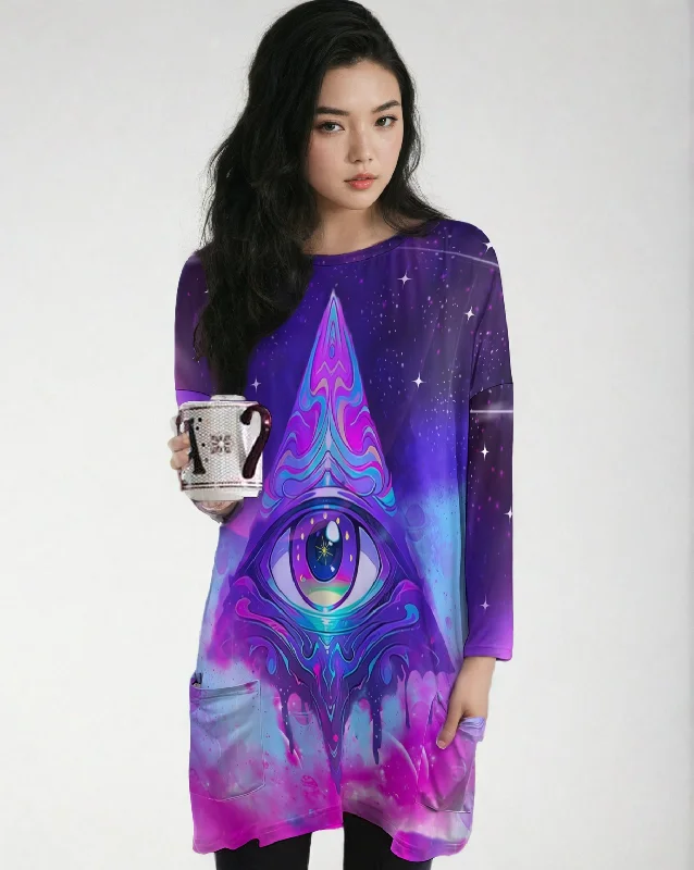 Celestial Focus Long sleeve T-shirt-- Mesh Fabric Canvas Fabric Denim Fabric