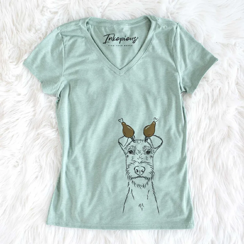 Thanksgiving Connor the Irish Terrier - Women's V-neck Shirt-- Plaid T-Shirt Polka Dot Checkered Thanksgiving Connor the Irish Terrier - Women's V-neck Shirt-- Plaid T-Shirt Polka Dot Checkered