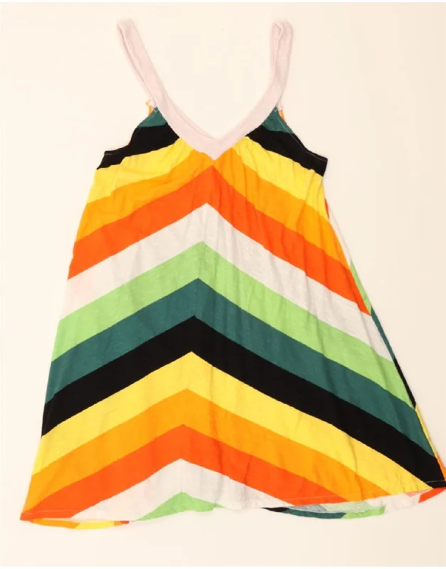RIP CURL Womens Sleeveless Blouse Top UK 12 Medium Multicoloured Chevron Soft Satin Blouse