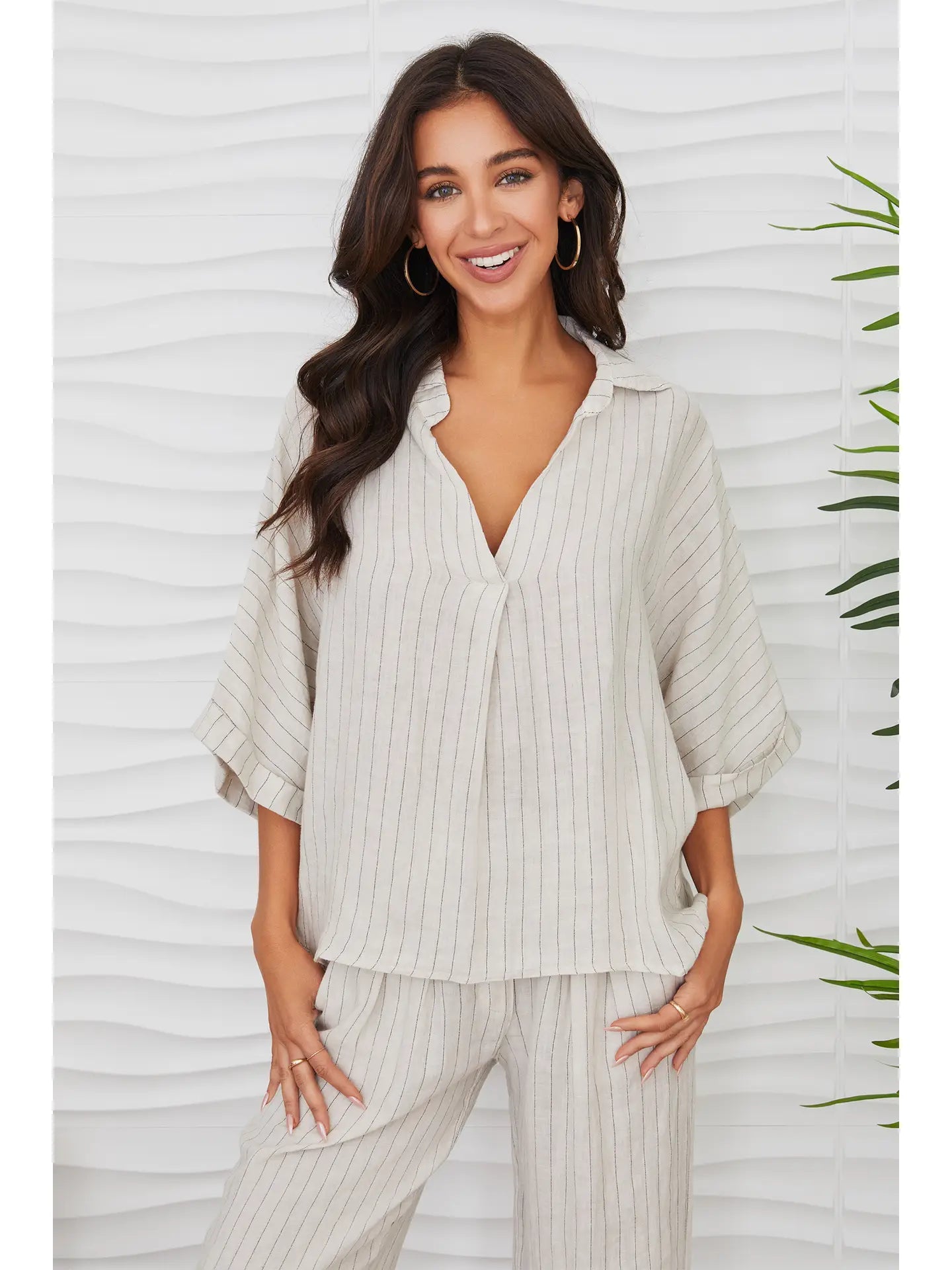 Linen Pin-stripe Shirt-- Rayon Fabric Velvet Fabric Corduroy Fabric