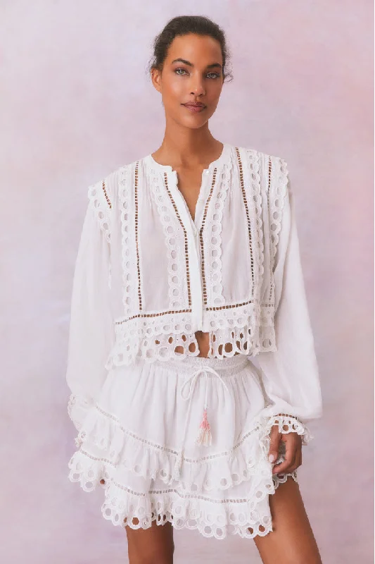 Kava Eyelet Cotton Blouse Business Casual Blouse