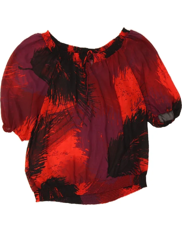 MOSSIMO Womens Abstract Pattern Blouse Top UK 18 XL Multicoloured Ruched Sleeve Blouse MOSSIMO Womens Abstract Pattern Blouse Top UK 18 XL Multicoloured Ruched Sleeve Blouse