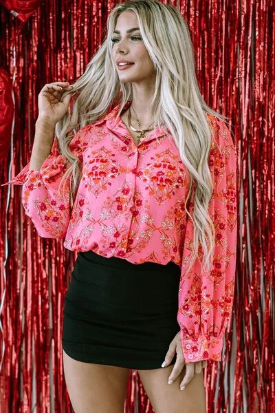 Blue Zone Planet | Ditsy Floral Collared Neck Shirt-- Thin T-Shirt Open Front Quick Dry Blue Zone Planet | Ditsy Floral Collared Neck Shirt-- Thin T-Shirt Open Front Quick Dry