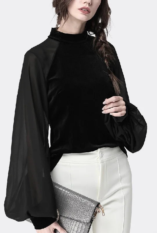 Black Batwing Sleeve Blouse Loose Oversized Blouse