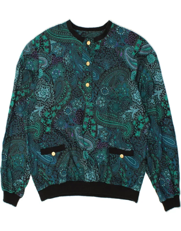 VINTAGE Womens Long Sleeve Blouse Top UK 16 Medium Blue Paisley Viscose Feminine Puff Blouse VINTAGE Womens Long Sleeve Blouse Top UK 16 Medium Blue Paisley Viscose Feminine Puff Blouse