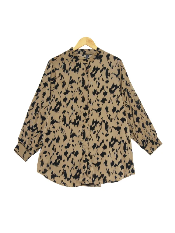PLUS SIZE CHEETAH BLOUSE PT003 Frilled Cuff Blouse