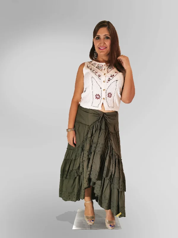 Sleeveless Blouse and Skirt Set Casual Relaxed Fit Blouse