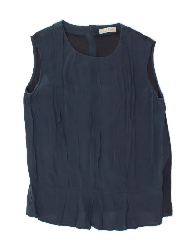 MAX MARA Womens Weekend Sleeveless Blouse Top UK 12 Medium Navy Blue Casual Relaxed Blouse