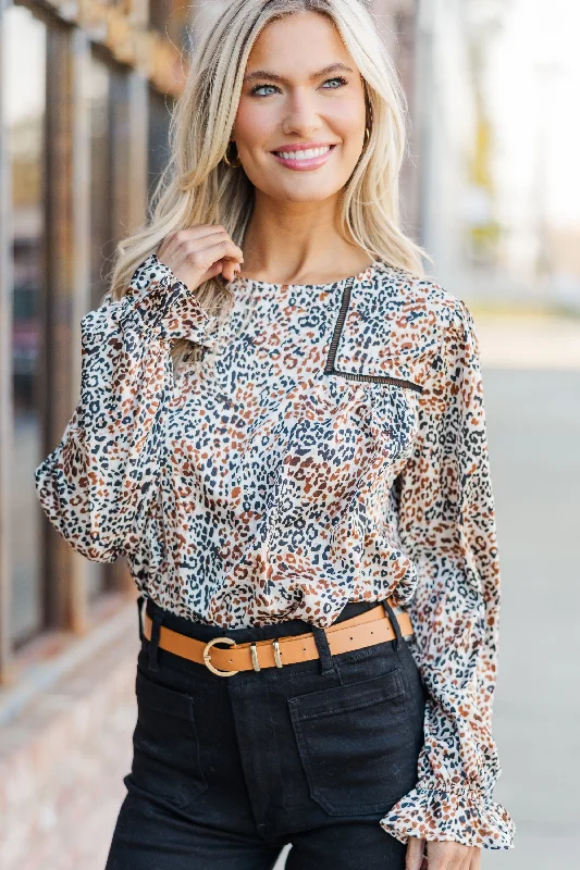 Look For You Ivory Leopard Blouse Chic Off-Shoulder Blouse