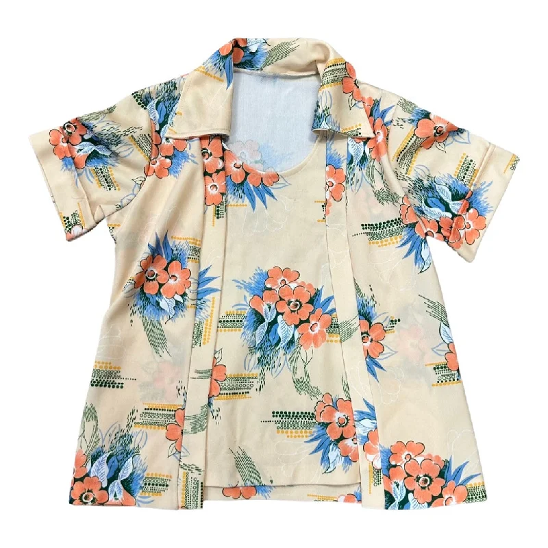 Vintage Layered Hawaiian Blouse (S) Vintage Polka Blouse