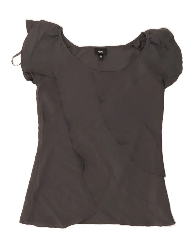 MOSSIMO Womens Blouse Top UK 6 XS Grey Polyester Satin Bow Blouse
