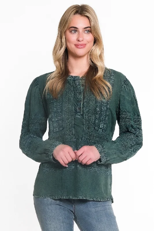 Dark Green Blouse Side Tie Blouse