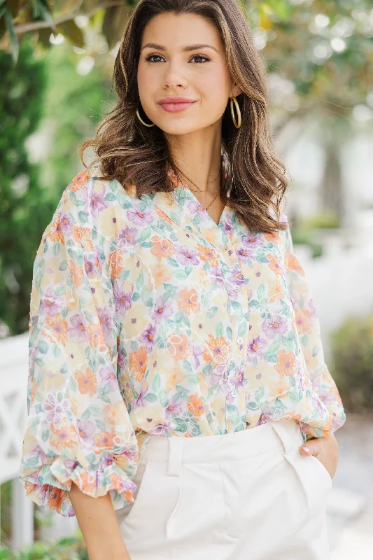 Fate: Talk Of The Town Orange Floral Blouse Elegant Silk Blouse