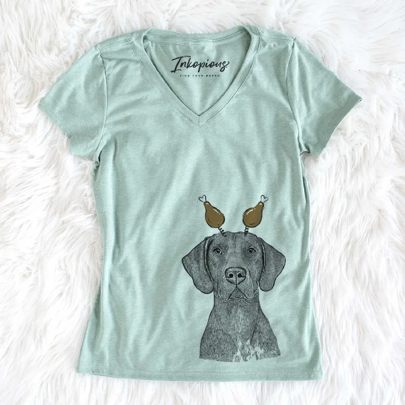 Thanksgiving Lucifer the German Shorthaired Pointer - Women's V-neck Shirt-- Oversized T-Shirt Spandex breathable Thanksgiving Lucifer the German Shorthaired Pointer - Women's V-neck Shirt-- Oversized T-Shirt Spandex breathable