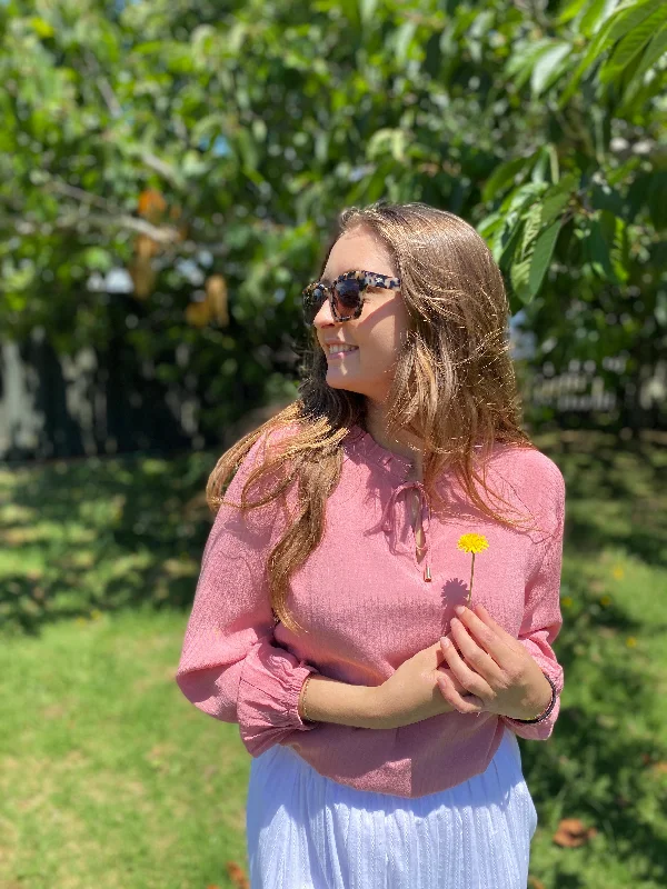 Aria Blouse - Rose Puff Sleeve Blouse