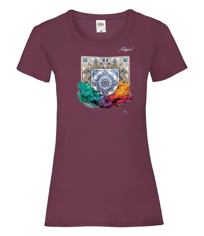 T-shirt Senhora Azulejos. 1-- Print Jacquard Patchwork