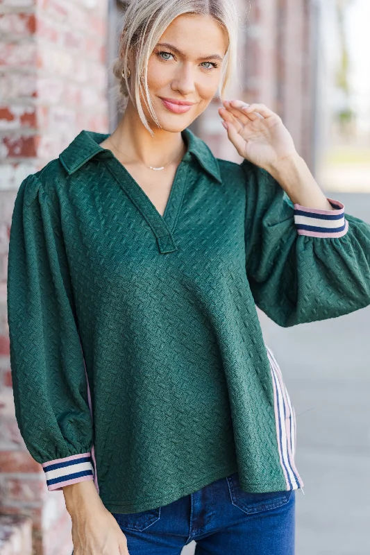 You've Got It All Hunter Green Blouse Classic Minimalist Blouse