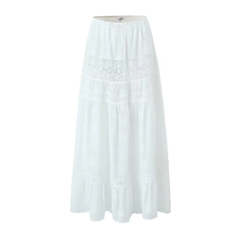 Yipinpay French Holiday Lace Spliced Blouse Lace Long Dress Suit In Spring Peter Pan Blouse Yipinpay French Holiday Lace Spliced Blouse Lace Long Dress Suit In Spring Peter Pan Blouse