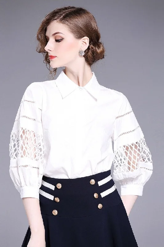 White Blouse W/ Cutout Classic White Blouse