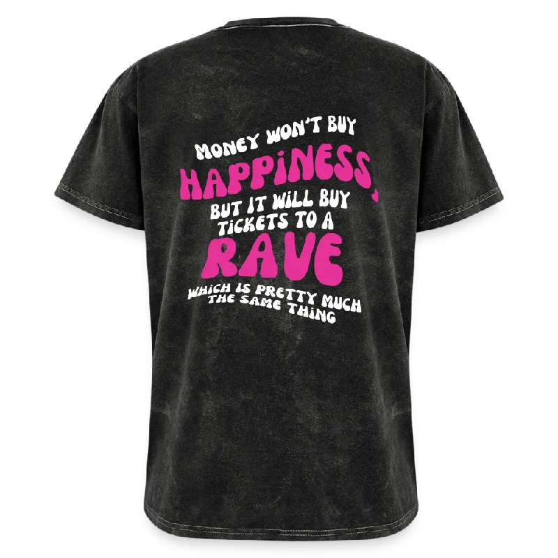 Money Buys Raves Mineral Wash T-shirt-- Thin T-Shirt Open Front Quick Dry