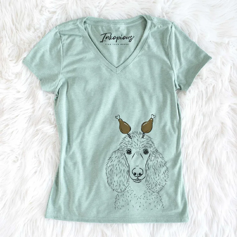 Thanksgiving Giovanni the Poodle - Women's V-neck Shirt -- Basic T-Shirt Crew Neck Short Sleeve Thanksgiving Giovanni the Poodle - Women's V-neck Shirt -- Basic T-Shirt Crew Neck Short Sleeve