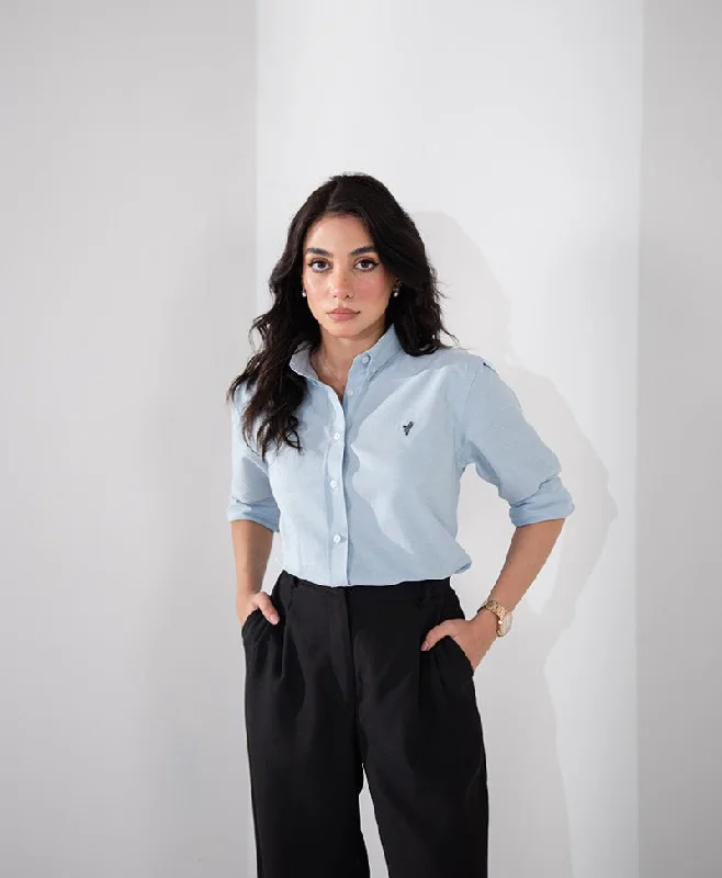 Sky Oxford Shirt (Women)-- Sequined Glittery Shiny