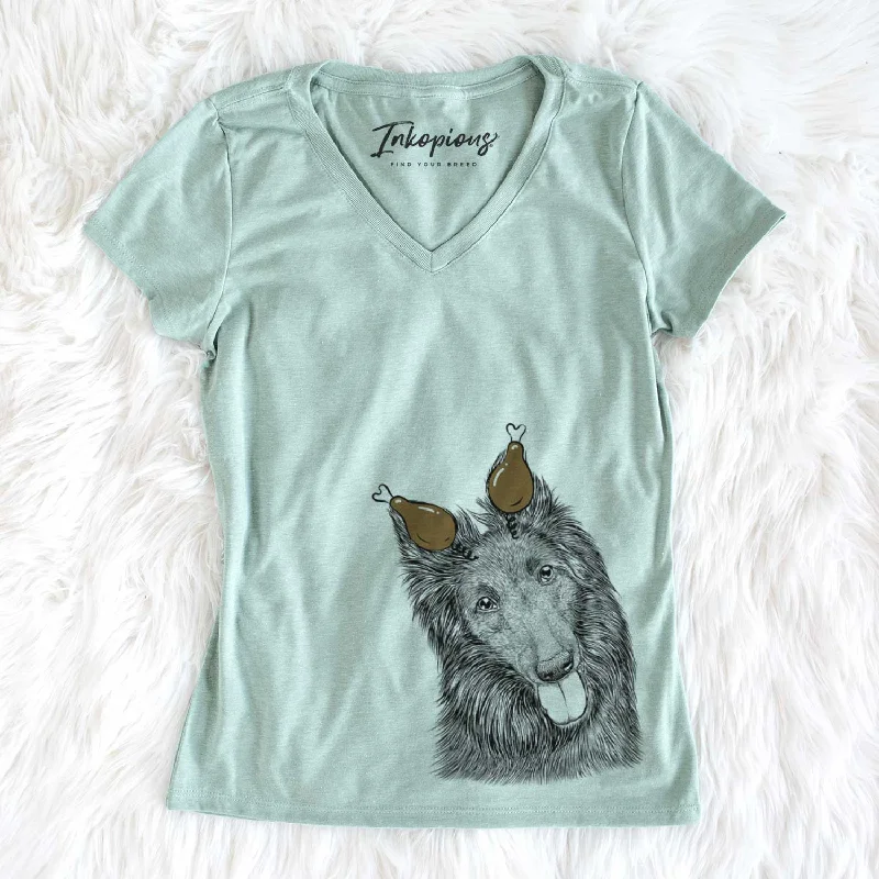 Thanksgiving Jaxx the Belgian Tervuren - Women's V-neck Shirt-- Collared T-Shirt Boat Neck A-Line Thanksgiving Jaxx the Belgian Tervuren - Women's V-neck Shirt-- Collared T-Shirt Boat Neck A-Line