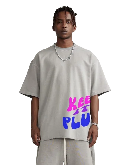 Keep It PLUR Raw Hem Oversized T-Shirt (Unisex)-- Notch Collar Peter Pan Collar Cowl Neck Keep It PLUR Raw Hem Oversized T-Shirt (Unisex)-- Notch Collar Peter Pan Collar Cowl Neck